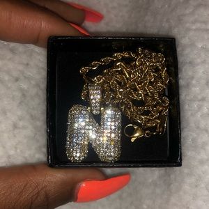 Iced Out Bubble Initial Chain (Letter N)